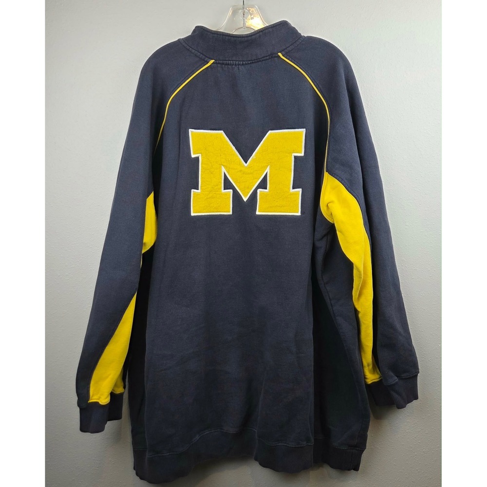 Vintage Colosseum Michigan Wolverines Quarter Zip Sweatshirt Mens 5XLT Navy Blue